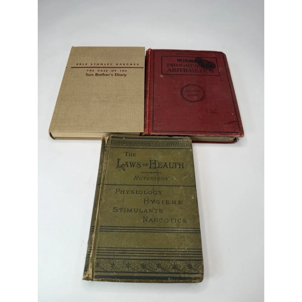 Lot of 3 Books Red/Green Staging Display Decor Old Antique Vintage